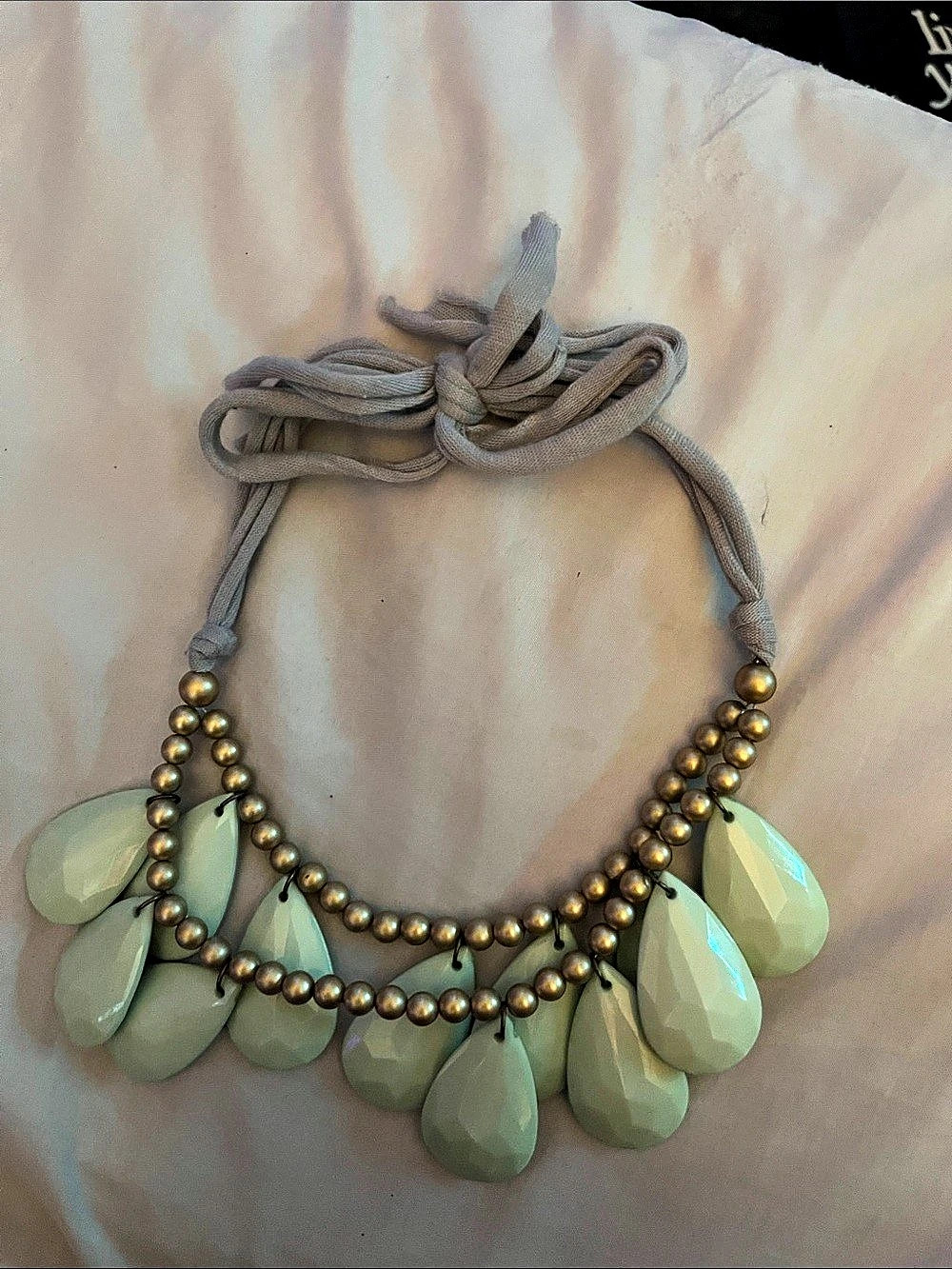 Green & Gold Statement Necklace Like New